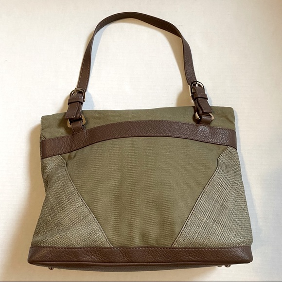 Helen Kaminski  women’s green canvas raffia and leather trimmed fold over purse - Picture 4 of 16